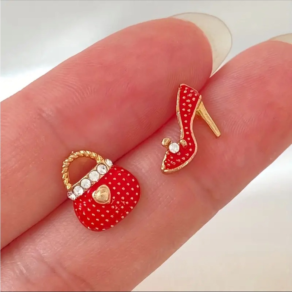 14k Gold plated High Heels Cute Bag Design With Shiny Rhinestone - Picture 4 of 5